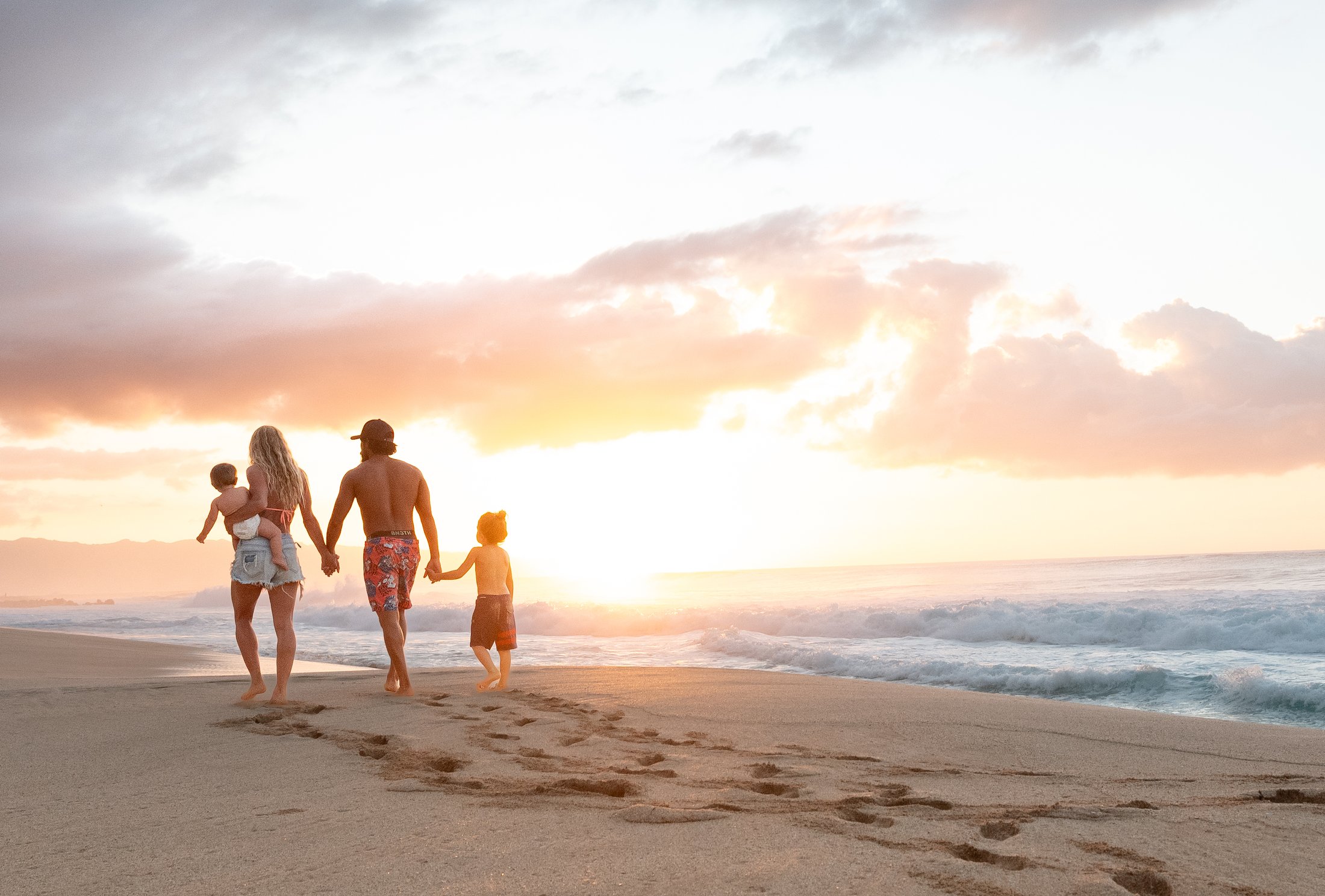 The family at sunset, North Shore